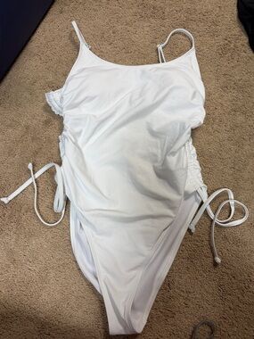 White One-Piece Swimsuit with Side Ties